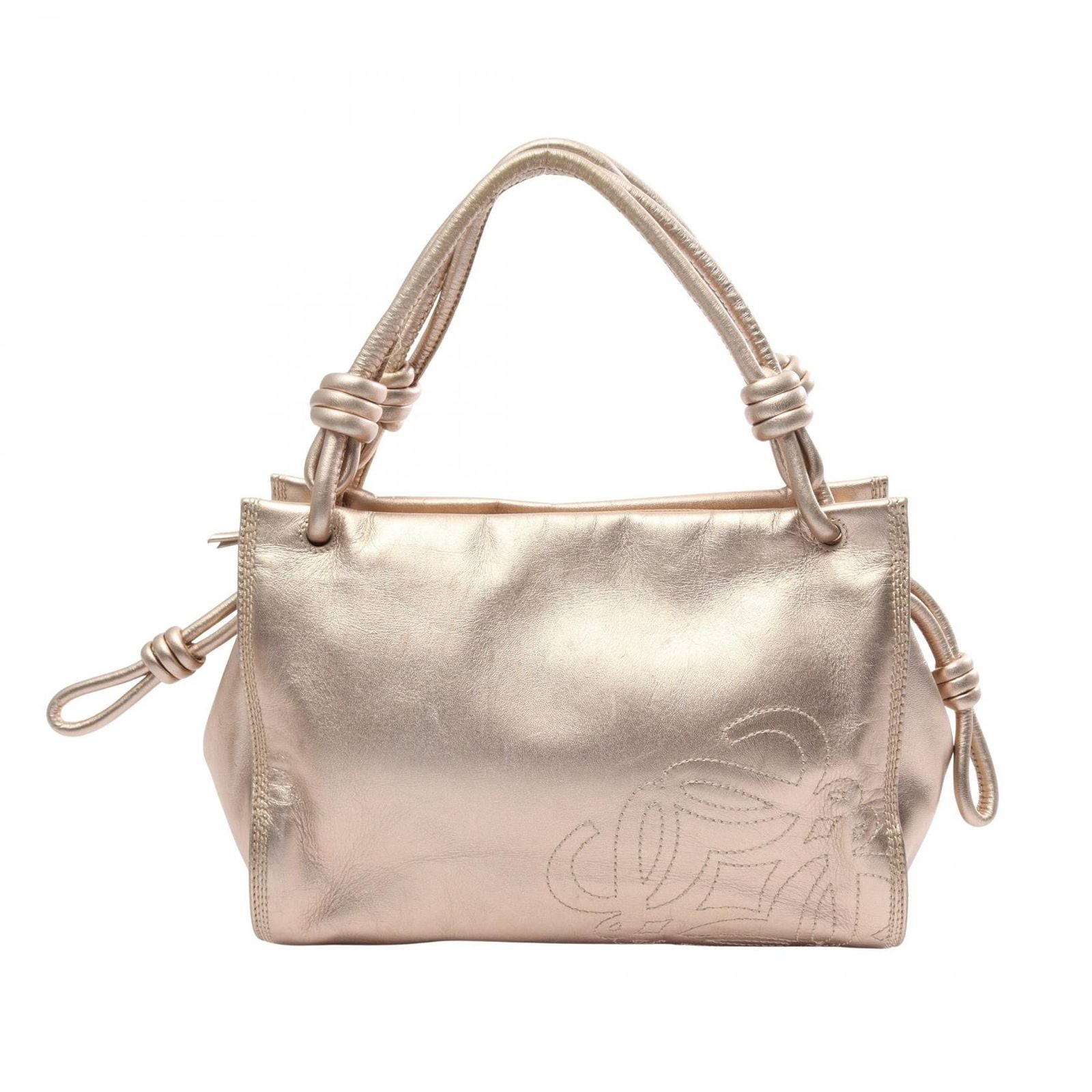Loewe Handbag Anagram Gold Leather