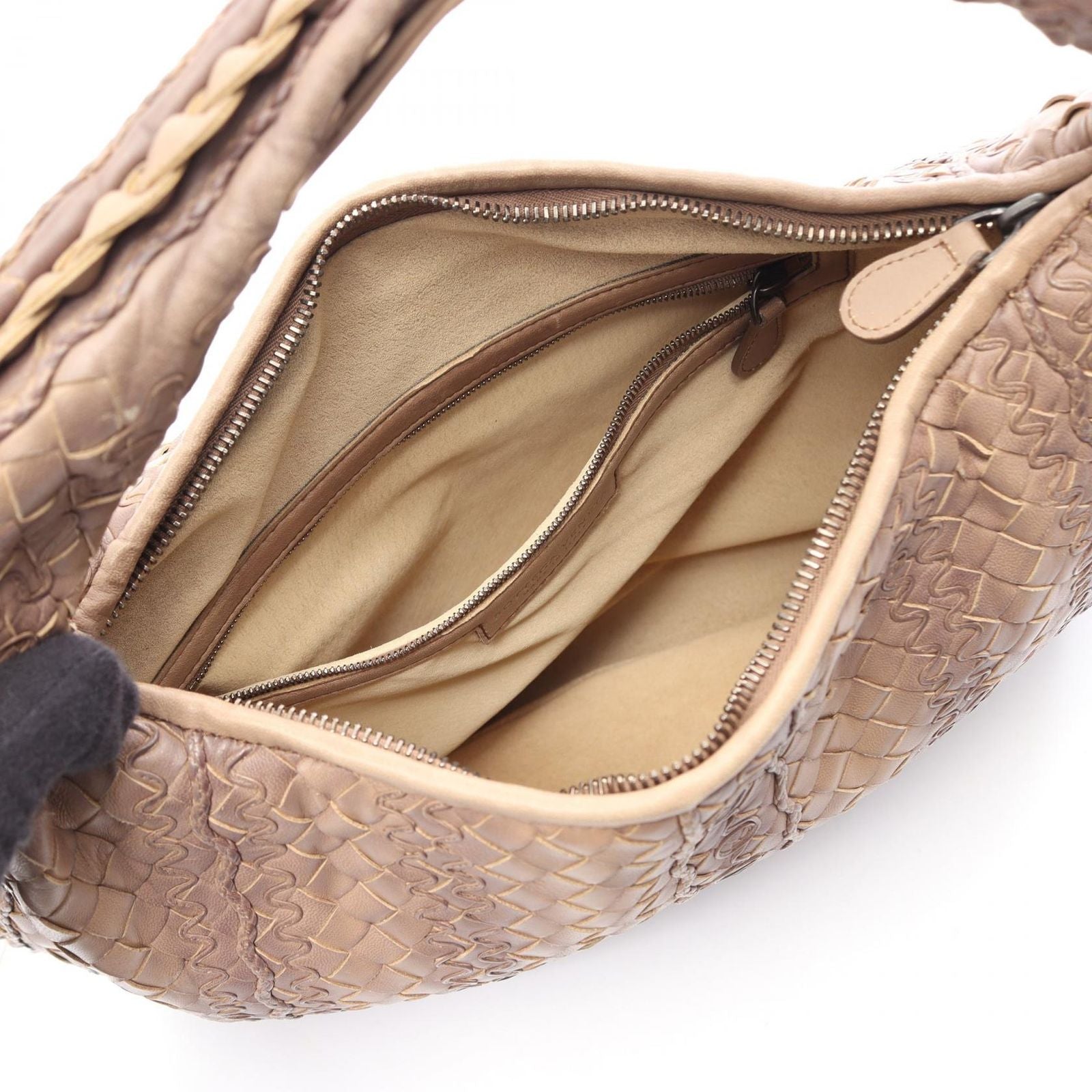 Bottega Veneta Shoulder Bag Intrecciato Beige Leather — view 3