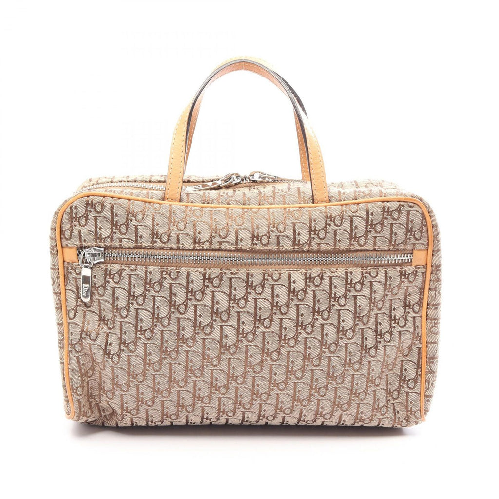 Dior Handbag Trotter Beige Canvas Leather