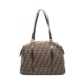 Fendi Shoulder Bag Zucca Brown Canvas Leather