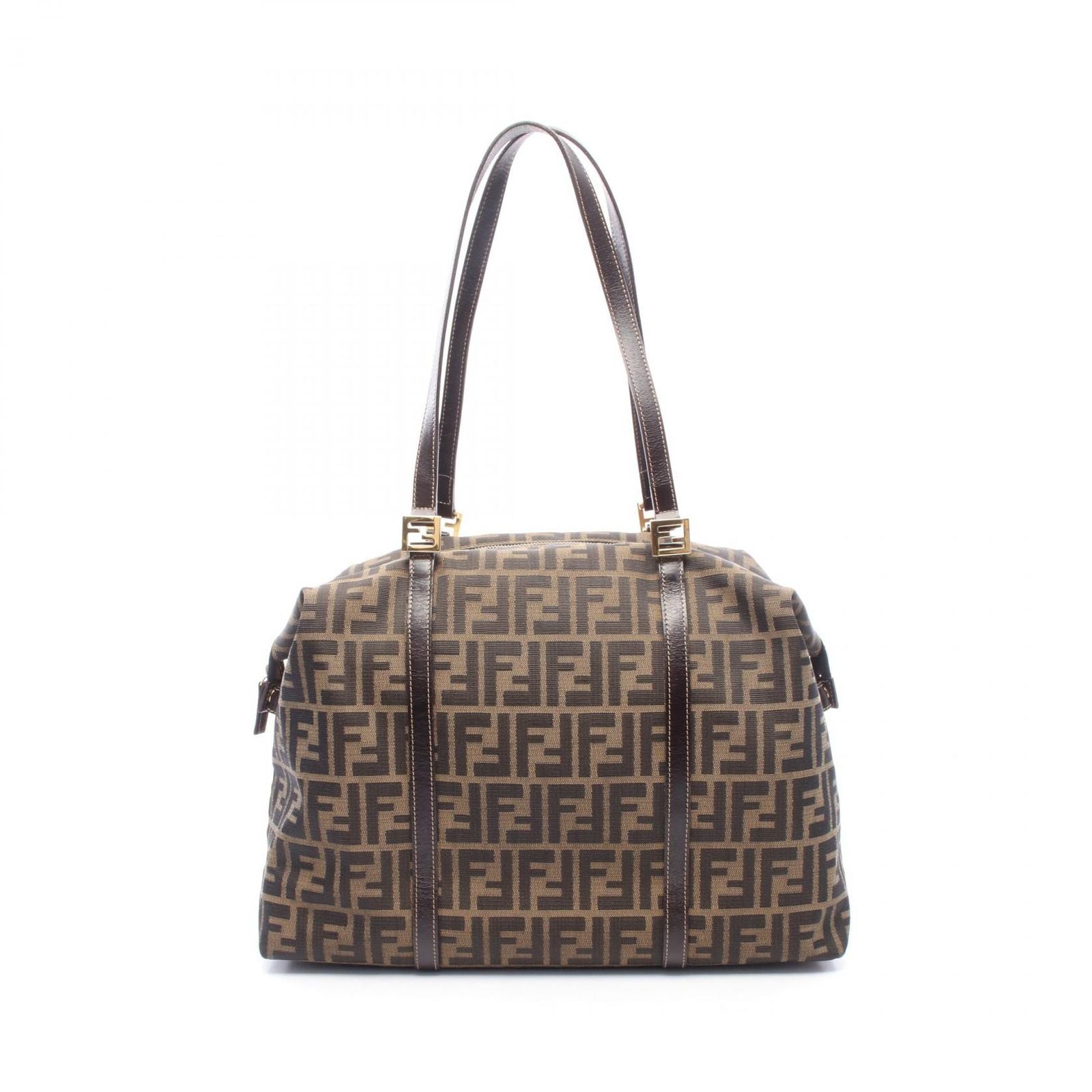 Fendi Shoulder Bag Zucca Brown Canvas Leather