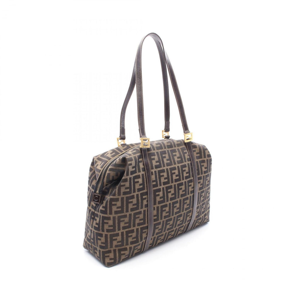 Fendi Shoulder Bag Zucca Brown Canvas Leather — view 2