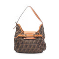 Fendi Shoulder Bag Zucca Brown Canvas Leather