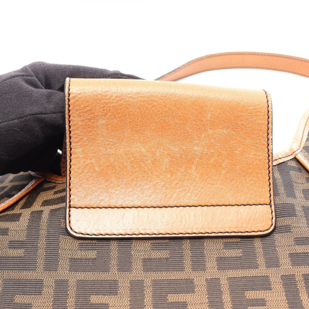 Fendi Shoulder Bag Zucca Brown Canvas Leather — view 8