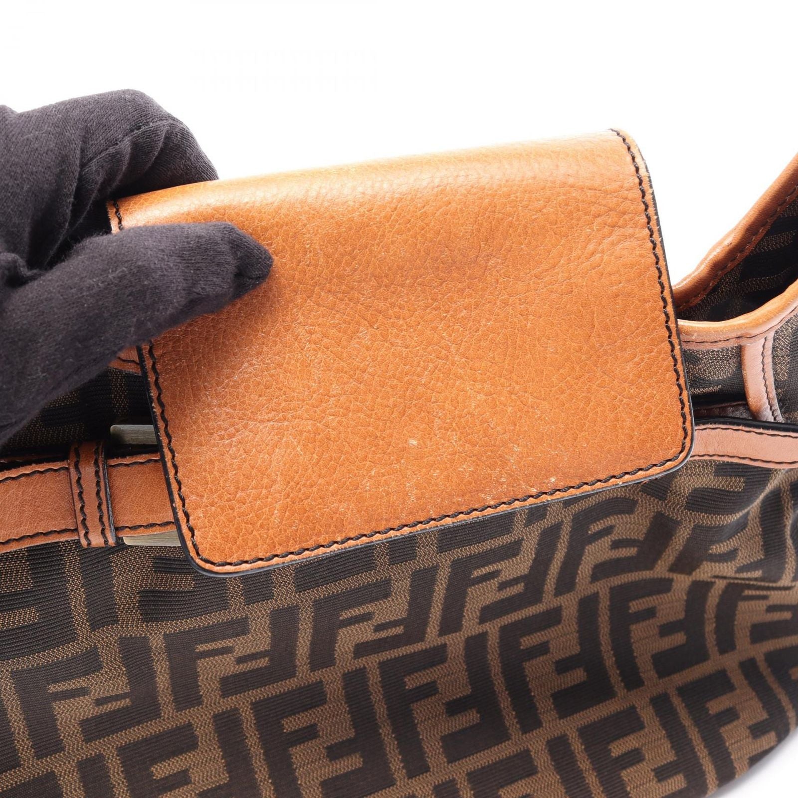 Fendi Shoulder Bag Zucca Brown Canvas Leather — view 7