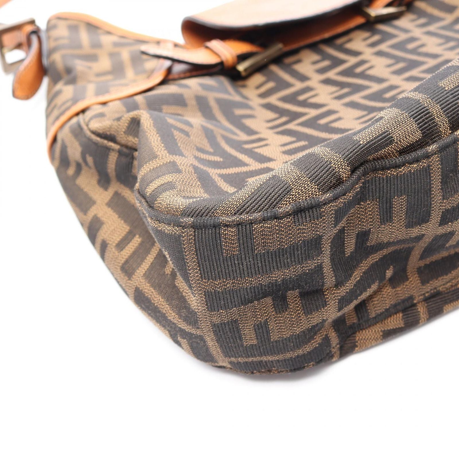 Fendi Shoulder Bag Zucca Brown Canvas Leather — view 9