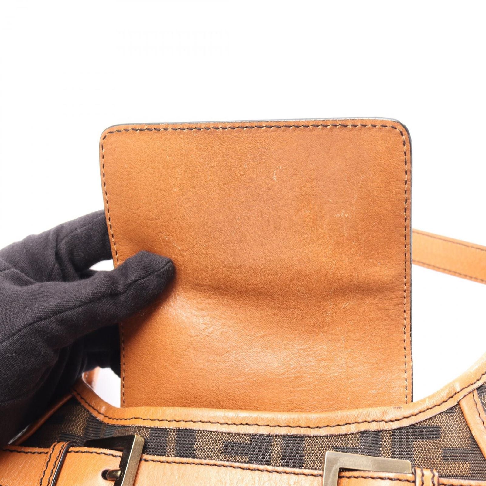 Fendi Shoulder Bag Zucca Brown Canvas Leather — view 6