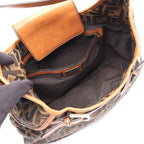 Fendi Shoulder Bag Zucca Brown Canvas Leather — view 3