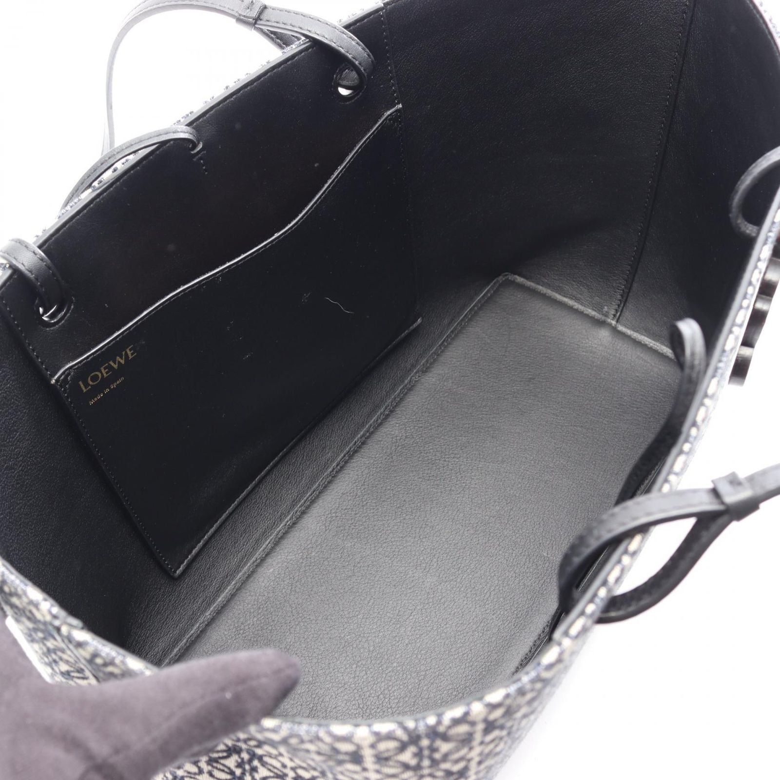 Loewe Tote Repeat Anagram East Waist Navy Canvas Leather — view 3