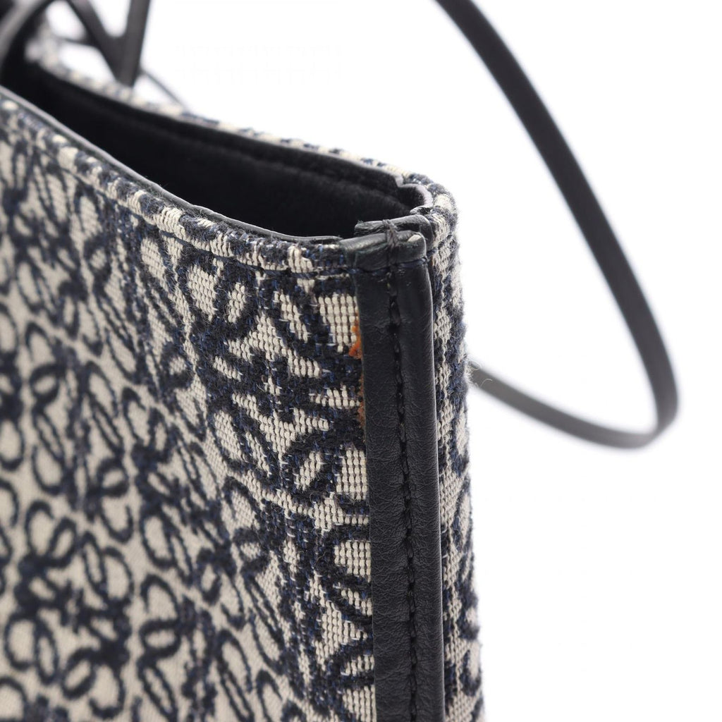 Loewe Tote Repeat Anagram East Waist Navy Canvas Leather — view 7