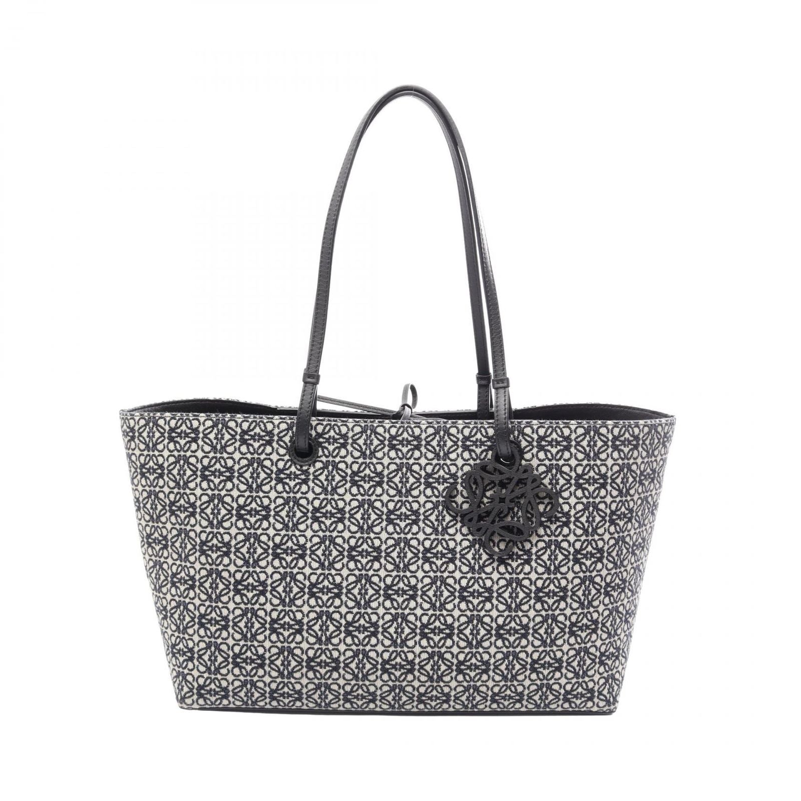 Loewe Tote Repeat Anagram East Waist Navy Canvas Leather