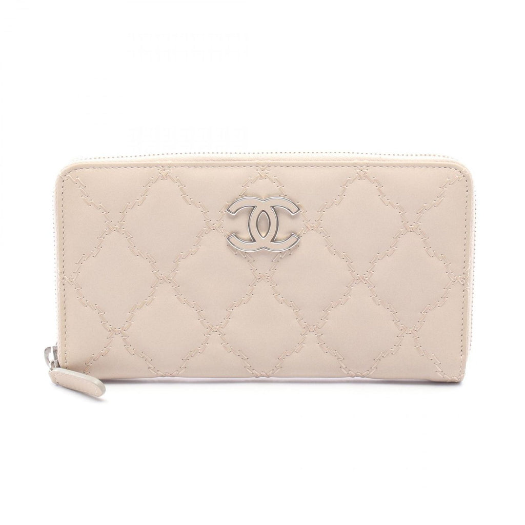 Chanel Round Wallet Ultra Stitch Light Beige Leather