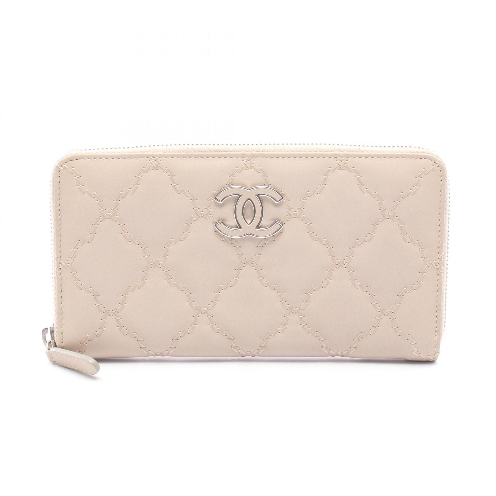 Chanel Round Wallet Ultra Stitch Light Beige Leather