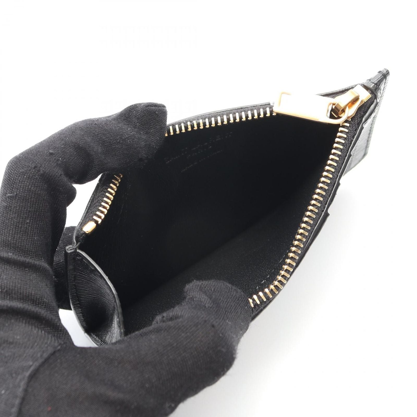 Saint Laurent Paris Coin Case Fragment Zip Pouch Leather Card — view 3