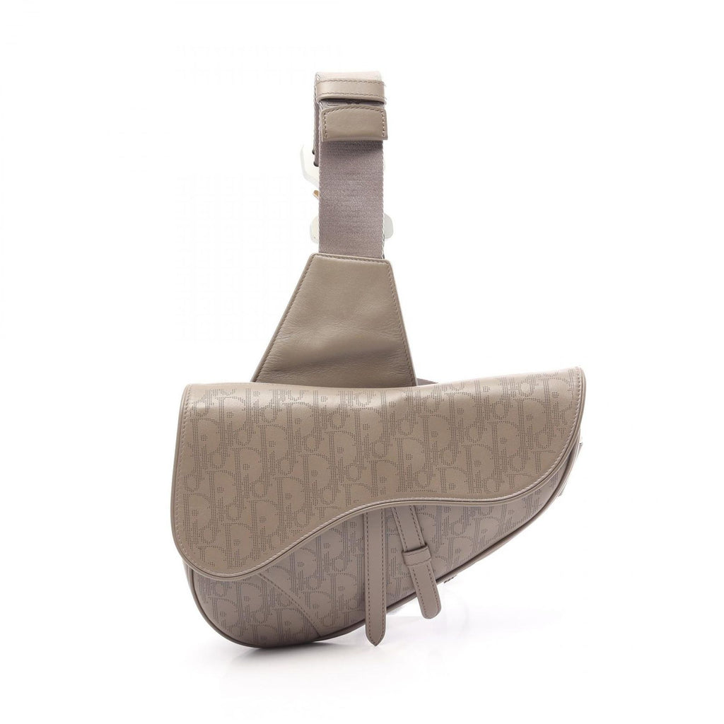 Dior Waist Bag Saddle Oblique Perforated Gray Leather