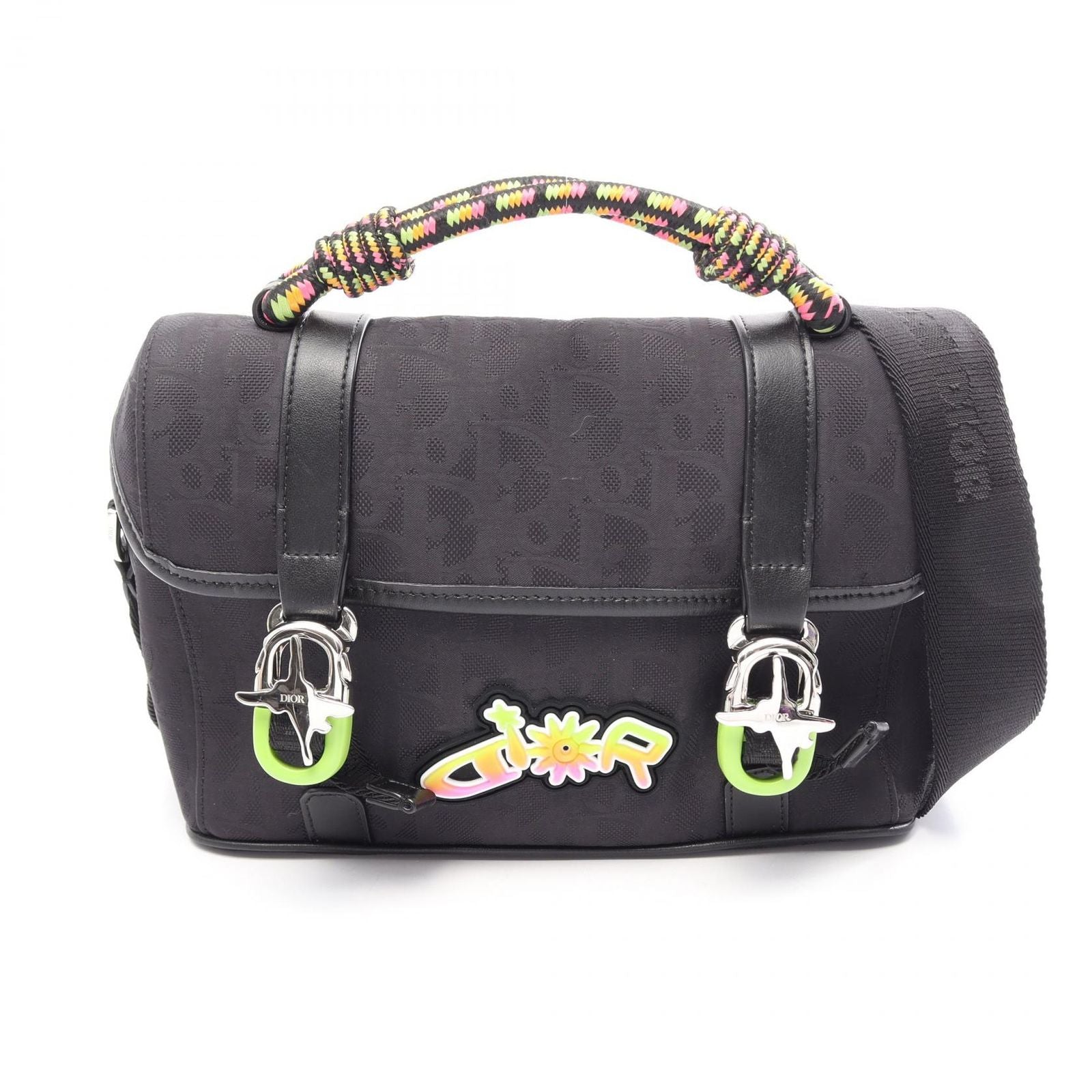 Dior Shoulder Bag Lewis Hamilton Hit the Road 2-Way Black Canvas Leather