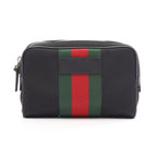 Gucci Waist Bag Sherry Line Black Green Red Canvas Leather