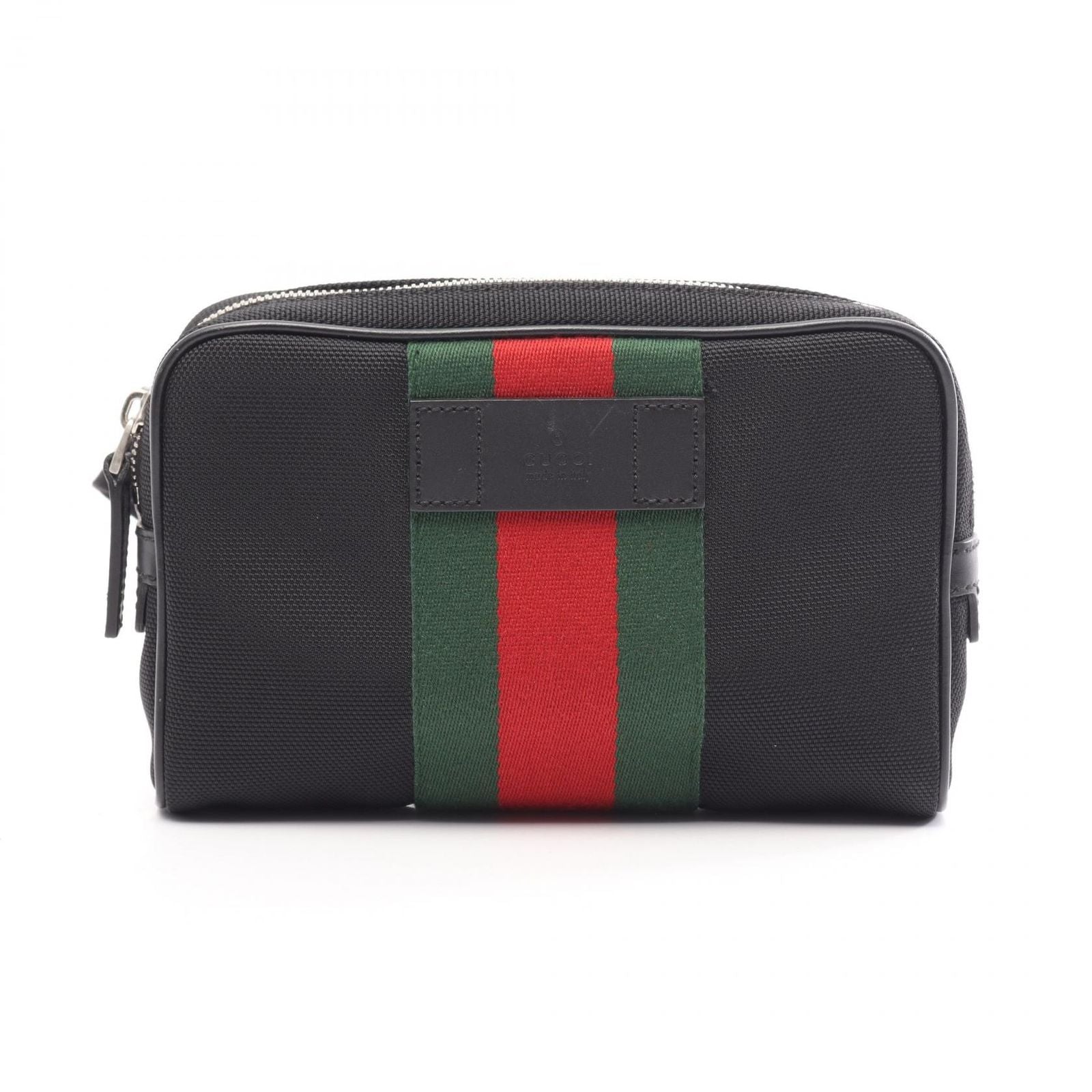 Gucci Waist Bag Sherry Line Black Green Red Canvas Leather