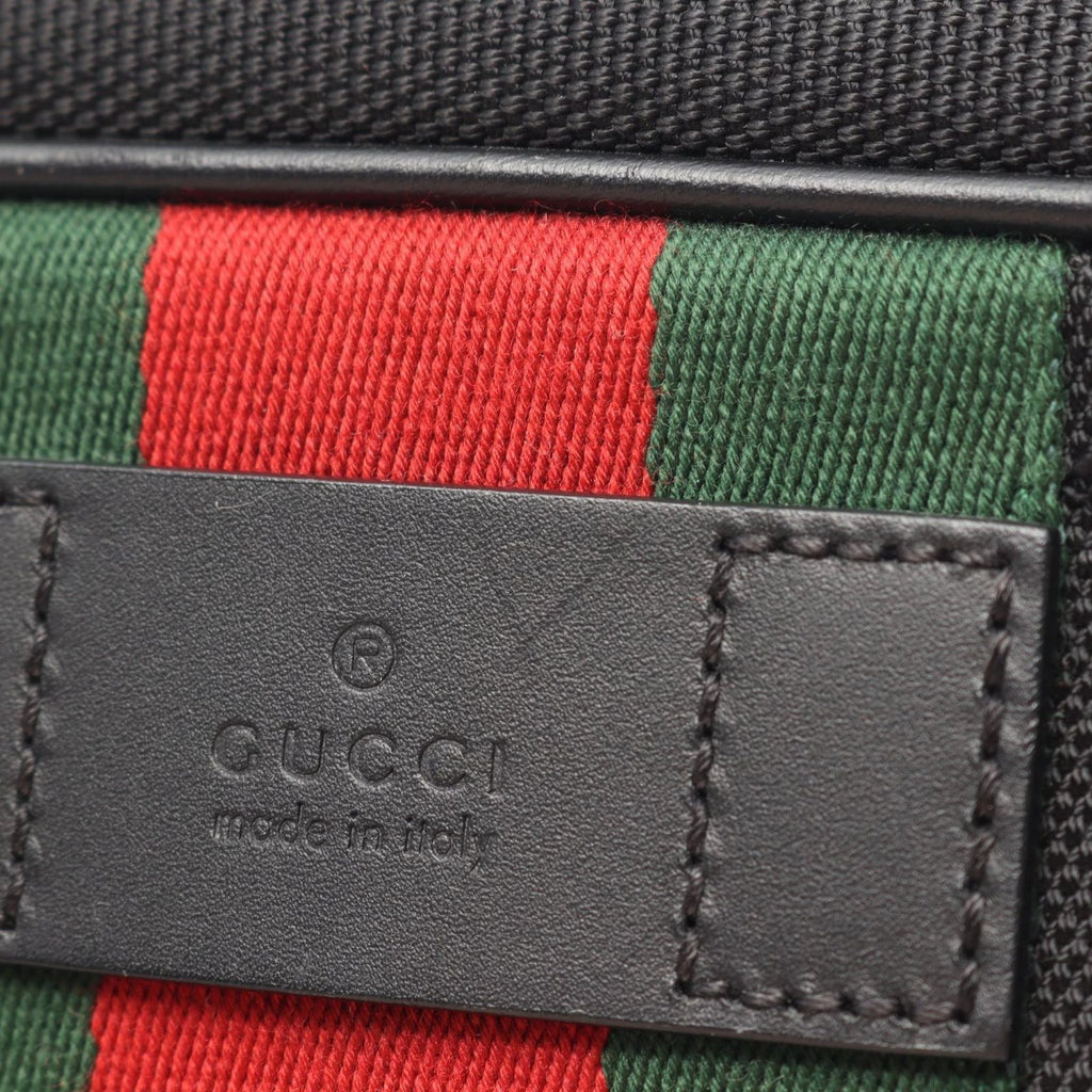 Gucci Waist Bag Sherry Line Black Green Red Canvas Leather — view 7