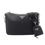 Prada Shoulder Bag Saffiano Travel Black Leather