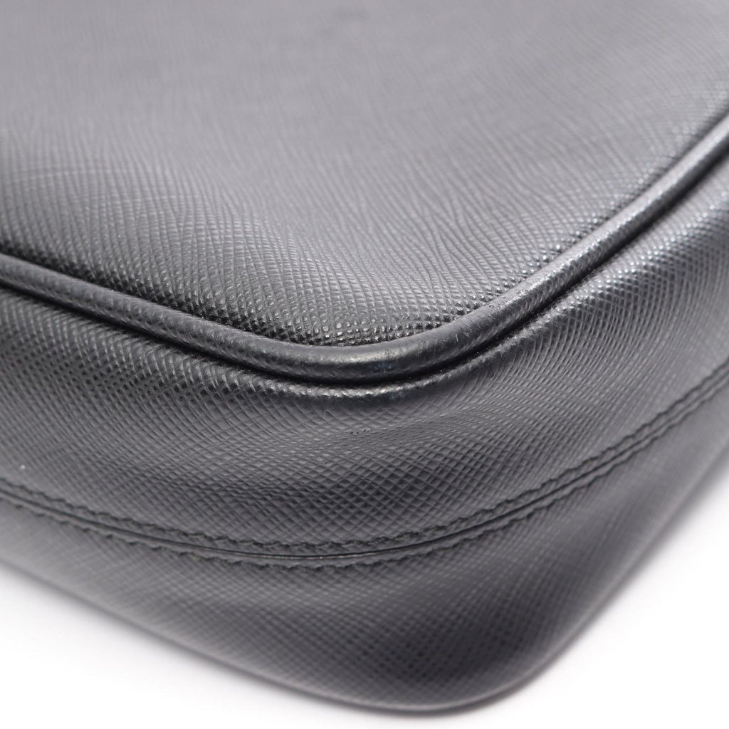 Prada Shoulder Bag Saffiano Travel Black Leather — view 6