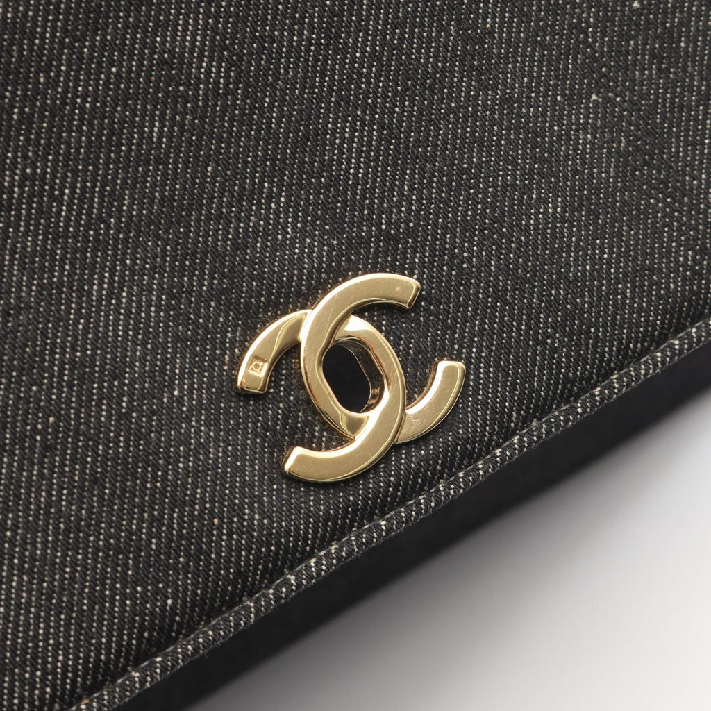 Chanel Handbag CC Logo Black Denim Top Handle — view 8
