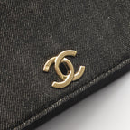 Chanel Handbag CC Logo Black Denim Top Handle — view 8