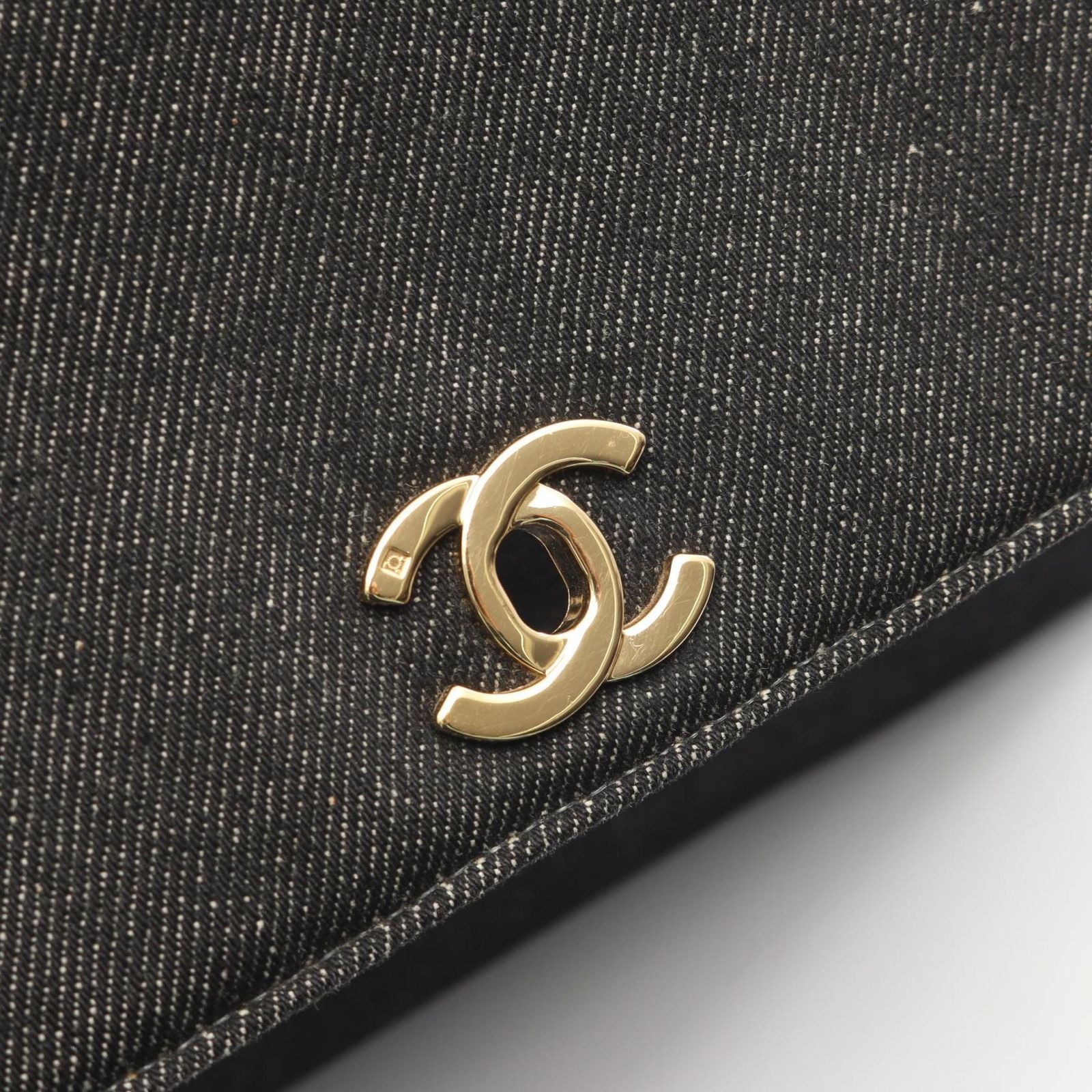 Chanel Handbag CC Logo Black Denim Top Handle — view 8
