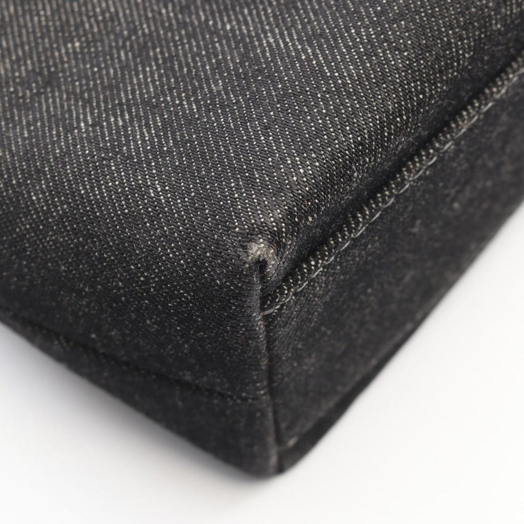 Chanel Handbag CC Logo Black Denim Top Handle — view 9