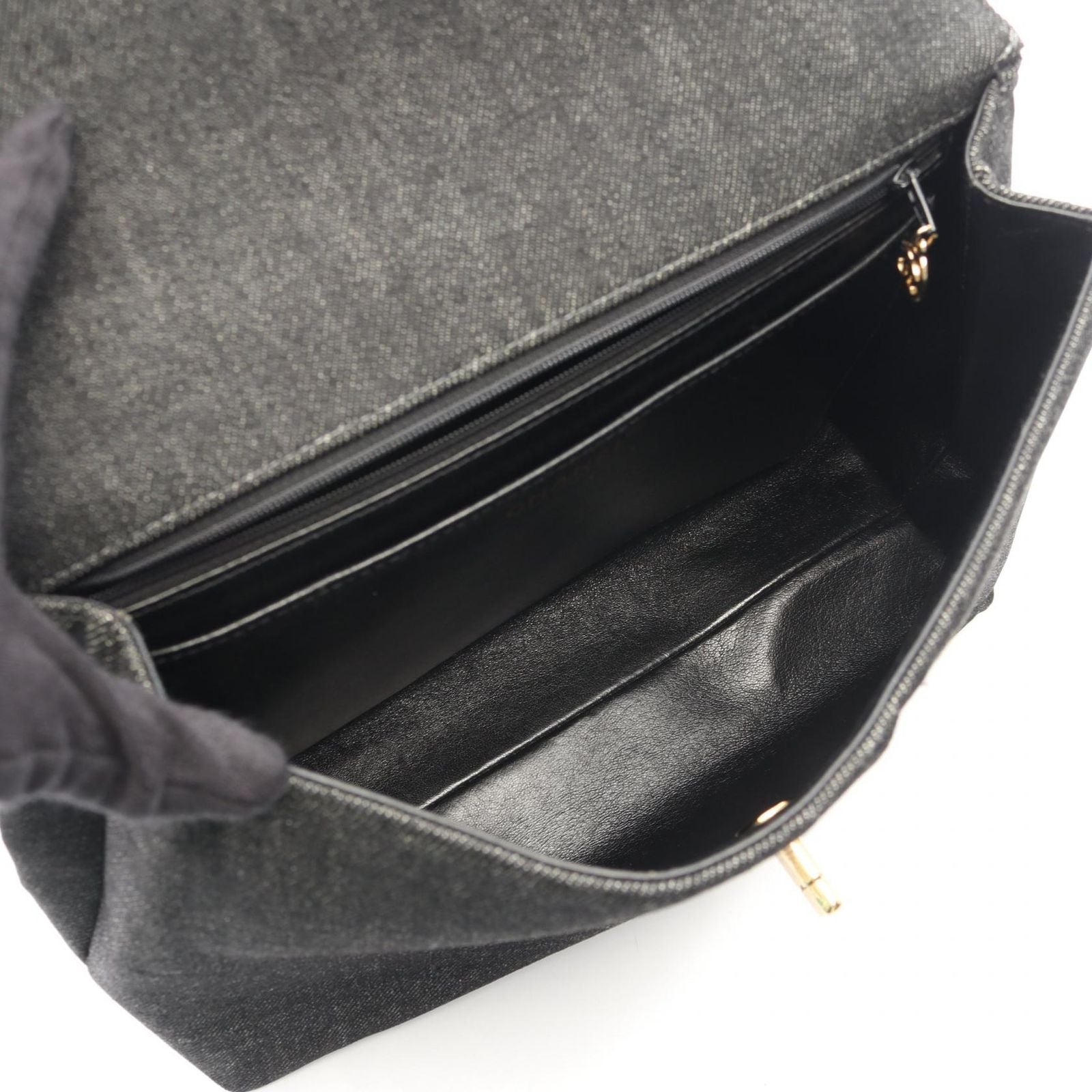 Chanel Handbag CC Logo Black Denim Top Handle — view 3