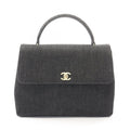 Chanel Handbag CC Logo Black Denim Top Handle