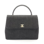 Chanel Handbag CC Logo Black Denim Top Handle