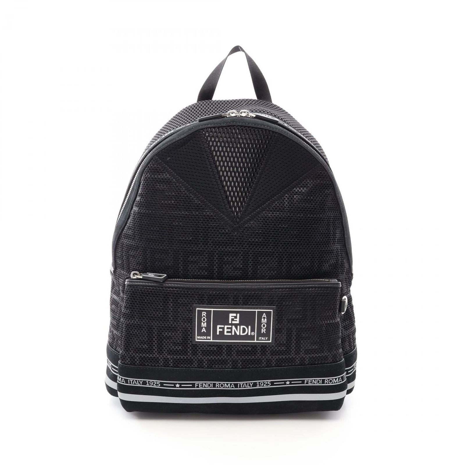 Fendi Backpack Zucca Mesh Black Suede