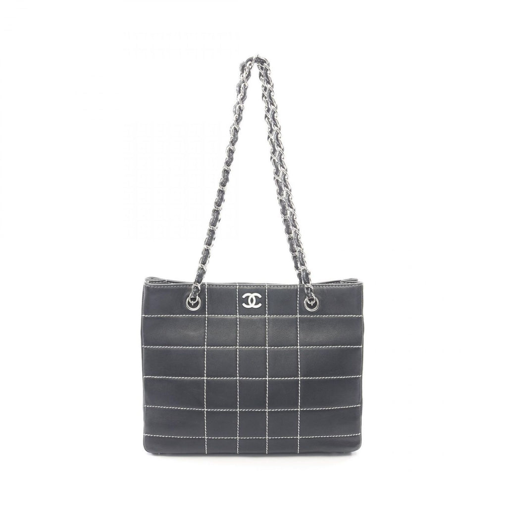 Chanel Tote Bag Choco Bar Navy Leather Bar Chain