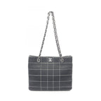 Chanel Tote Bag Choco Bar Navy Leather Bar Chain