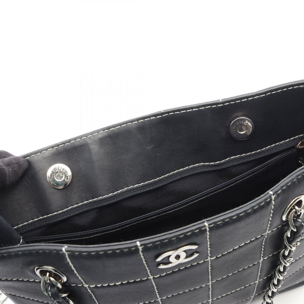 Chanel Tote Bag Choco Bar Navy Leather Bar Chain