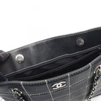Chanel Tote Bag Choco Bar Navy Leather Bar Chain
