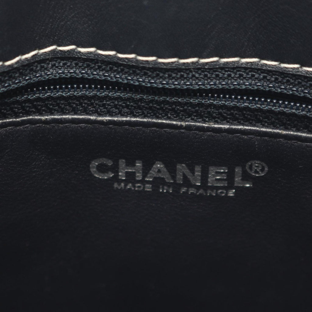 Chanel Tote Bag Choco Bar Navy Leather Bar Chain