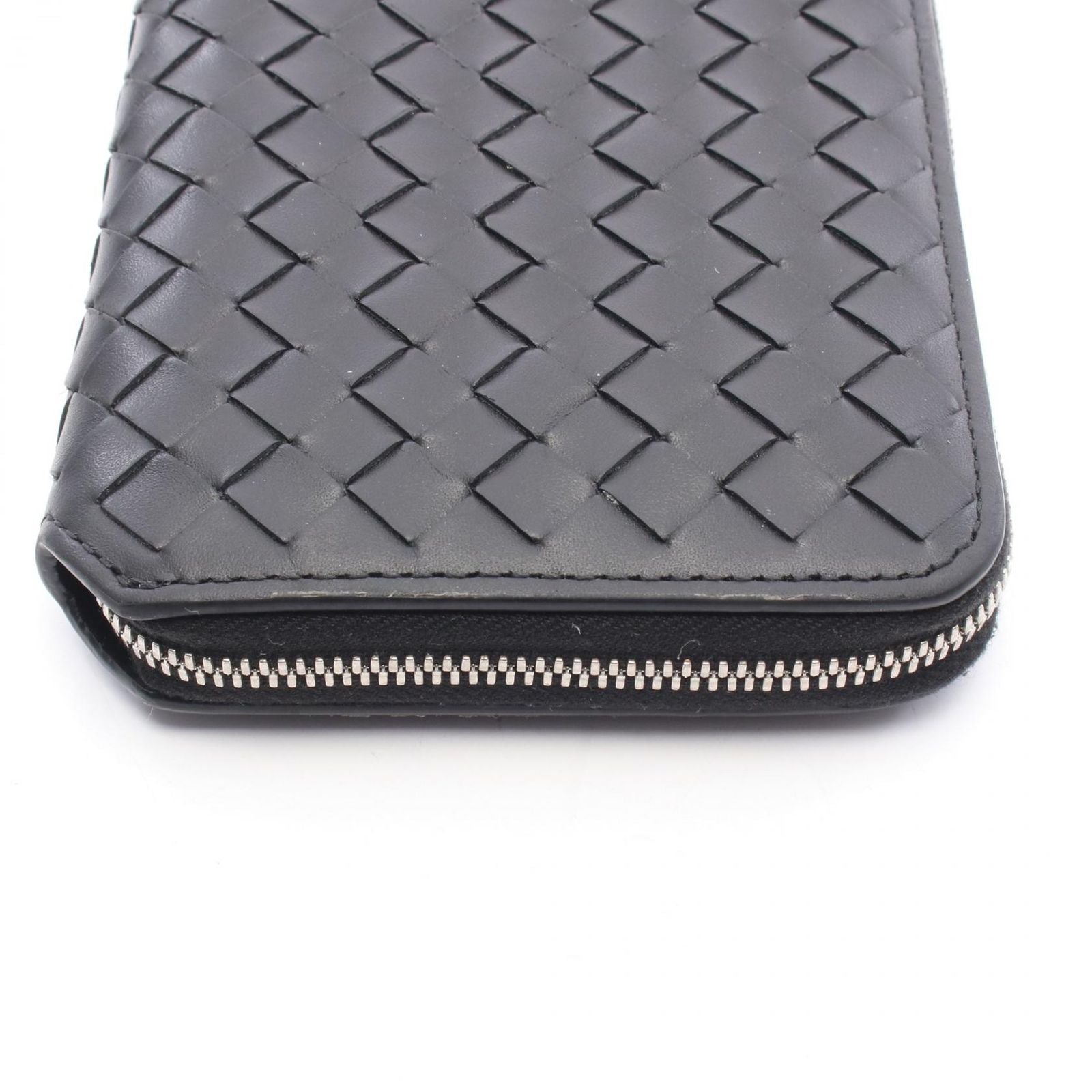 Bottega Veneta Round Wallet Intrecciato Piccolo Zip Around Black Leather — view 6