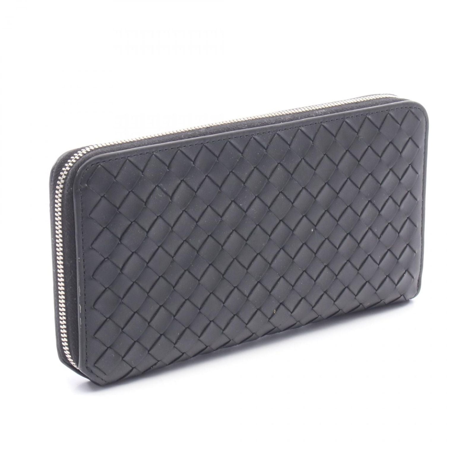 Bottega Veneta Round Wallet Intrecciato Piccolo Zip Around Black Leather — view 2
