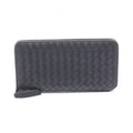 Bottega Veneta Round Wallet Intrecciato Piccolo Zip Around Black Leather