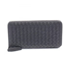 Bottega Veneta Round Wallet Intrecciato Piccolo Zip Around Black Leather