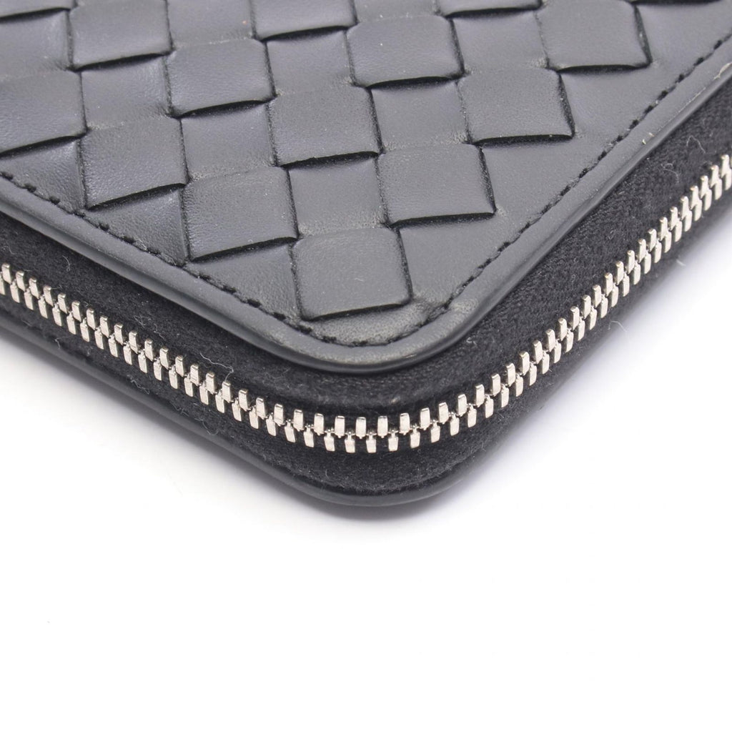 Bottega Veneta Round Wallet Intrecciato Piccolo Zip Around Black Leather — view 8