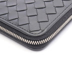 Bottega Veneta Round Wallet Intrecciato Piccolo Zip Around Black Leather — view 8