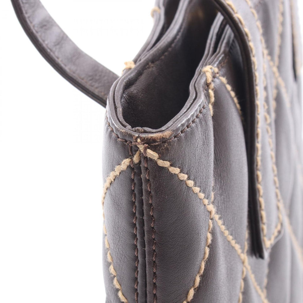 Chanel Tote Wild Stitch Dark Brown Leather — view 9