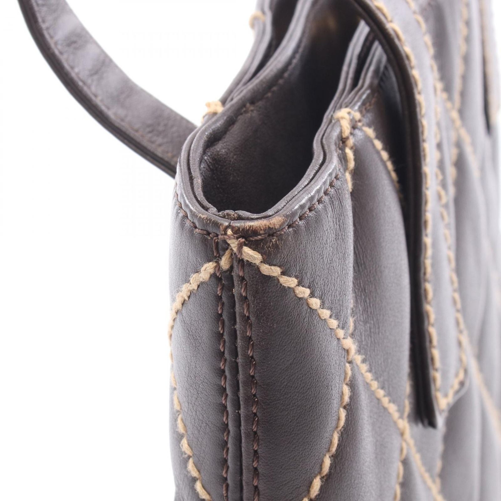 Chanel Tote Wild Stitch Dark Brown Leather — view 9