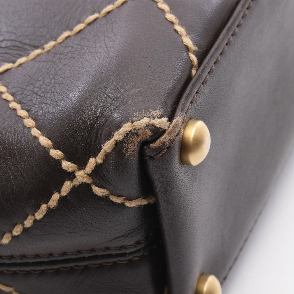 Chanel Tote Wild Stitch Dark Brown Leather — view 6