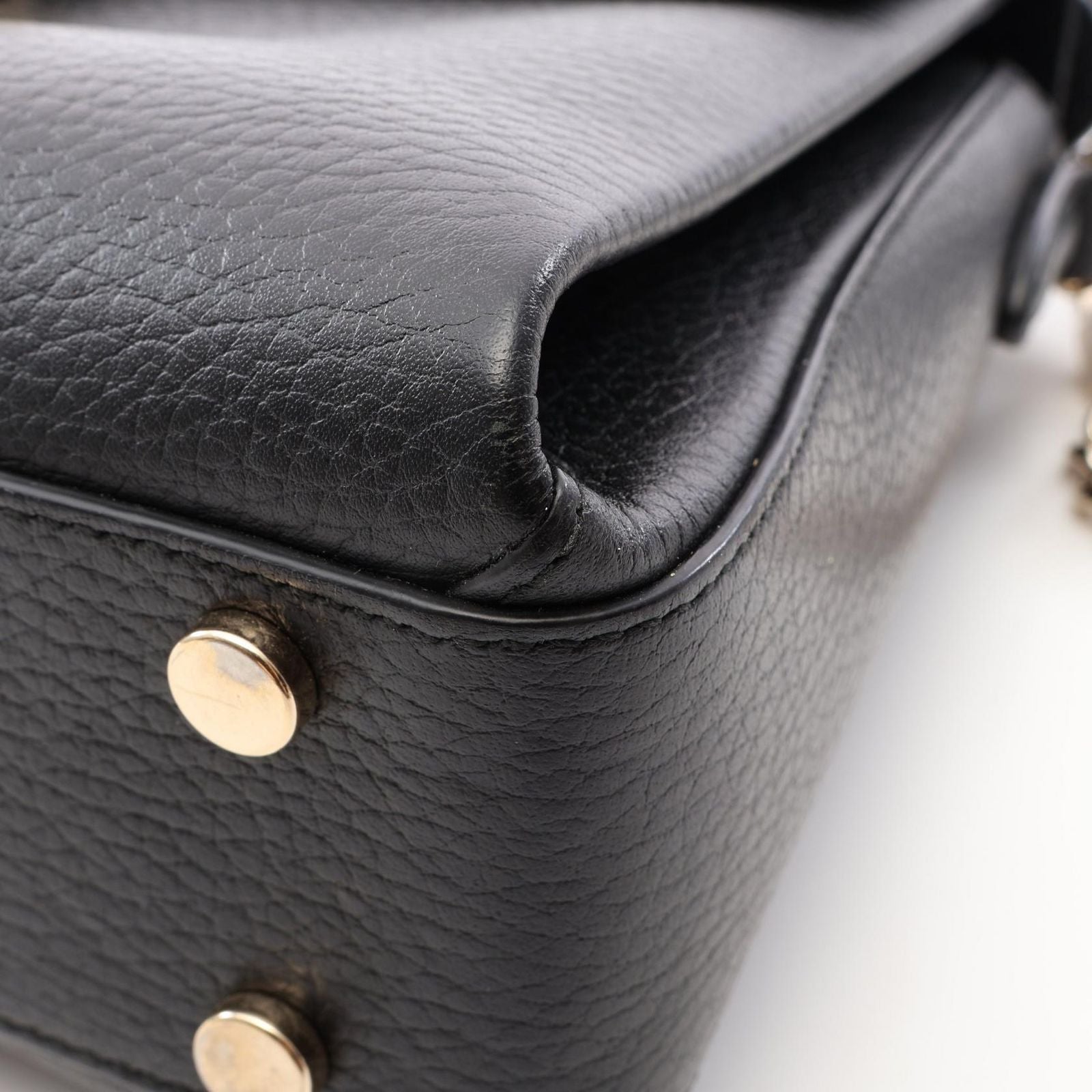 Gucci Handbag Interlocking 2-Way Black Leather Chain — view 9