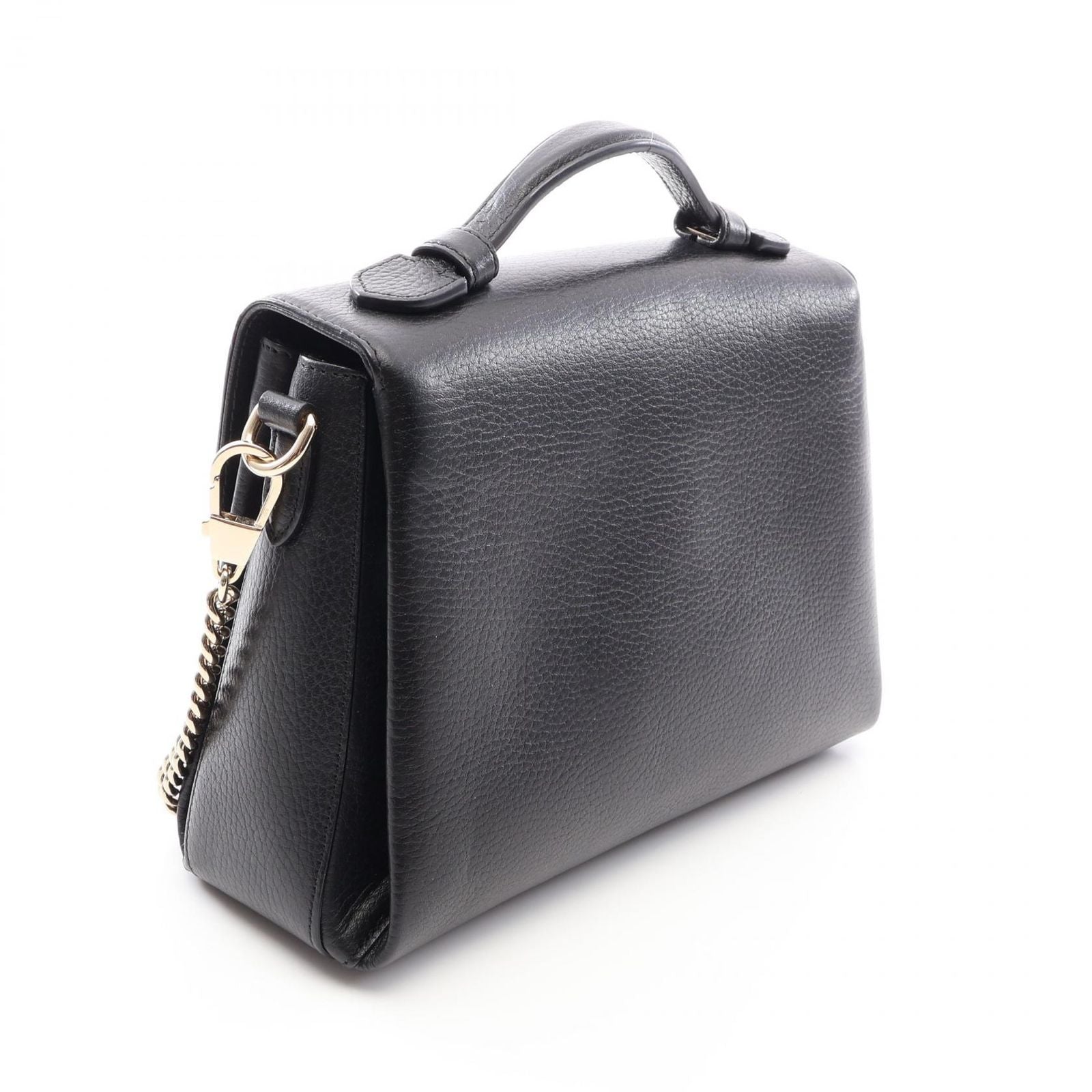 Gucci Handbag Interlocking 2-Way Black Leather Chain — view 2
