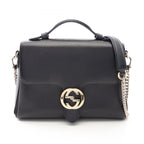 Gucci Handbag Interlocking 2-Way Black Leather Chain